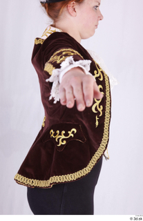  Photos Woman in Historical Dress 66 17th century Historical clothing brown gold jacket with decorating upper body 0008.jpg
